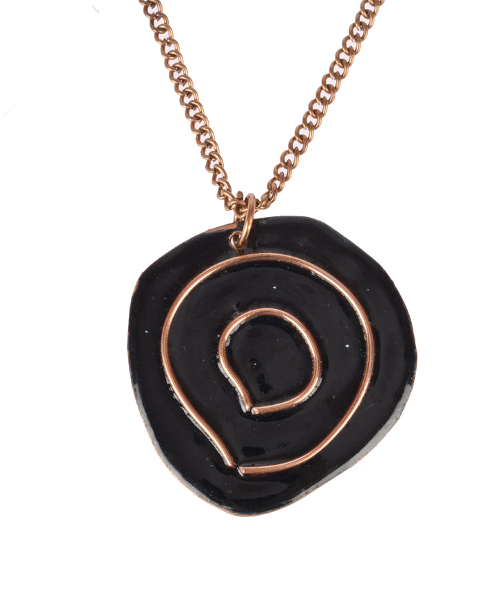 Black handcrafted copper enamel pendant