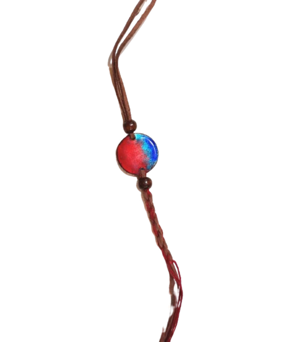 Handcrafted rudra copper enamel rakhi