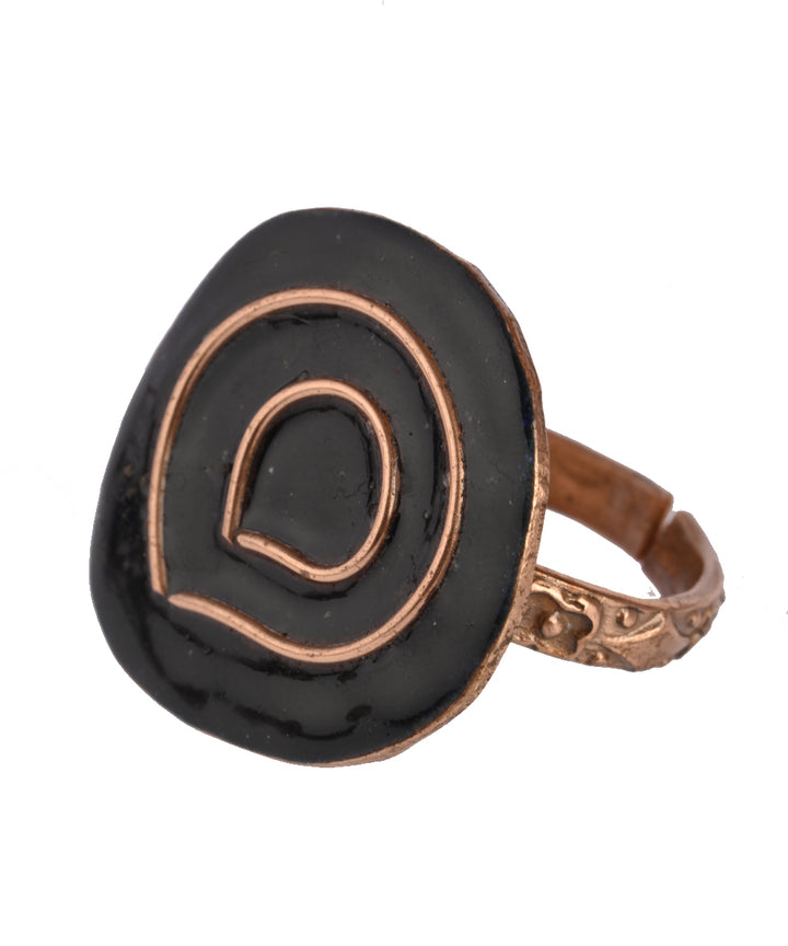 Black handcrafted copper enamel ring