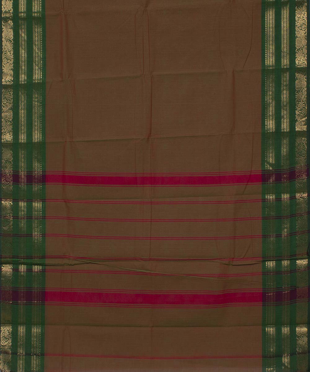 Green with red handwoven tamilnadu chettinadu cotton saree