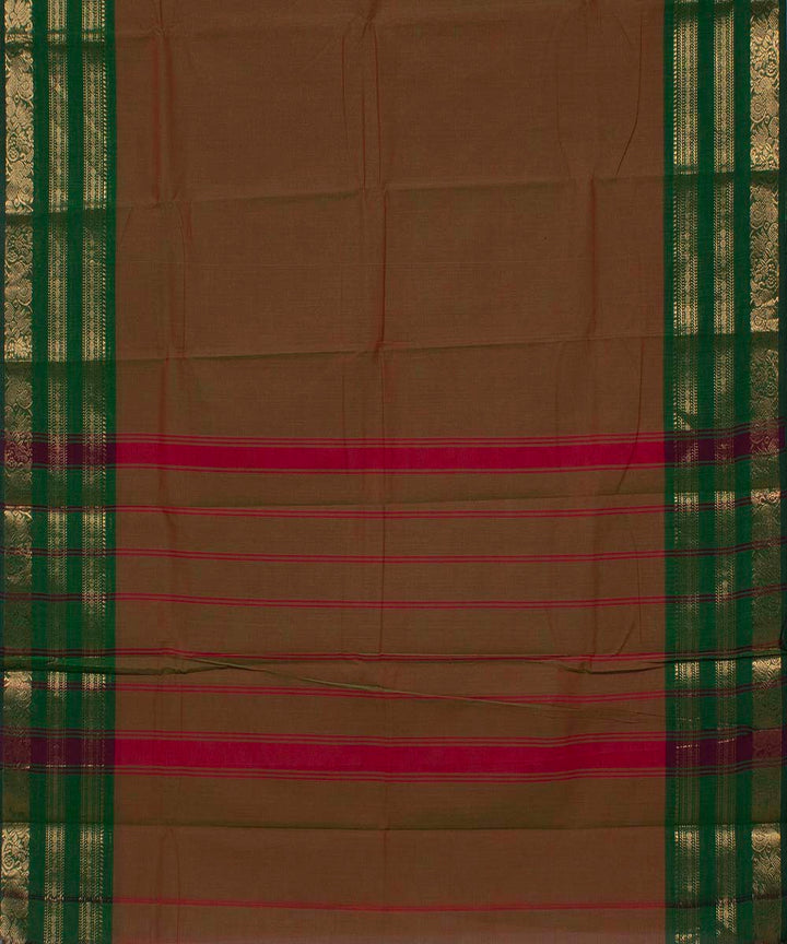 Green with red handwoven tamilnadu chettinadu cotton saree