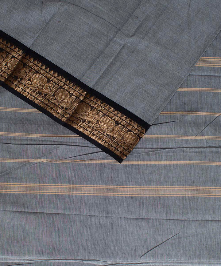 Grey handloom tamilnadu chettinadu cotton saree