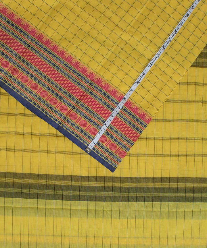 Yellow handwoven tamilnadu chettinadu cotton saree