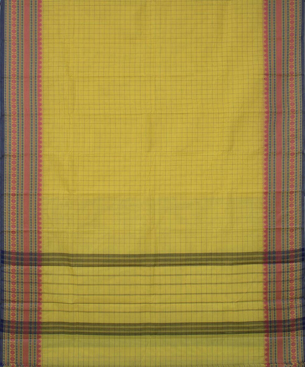 Yellow handwoven tamilnadu chettinadu cotton saree