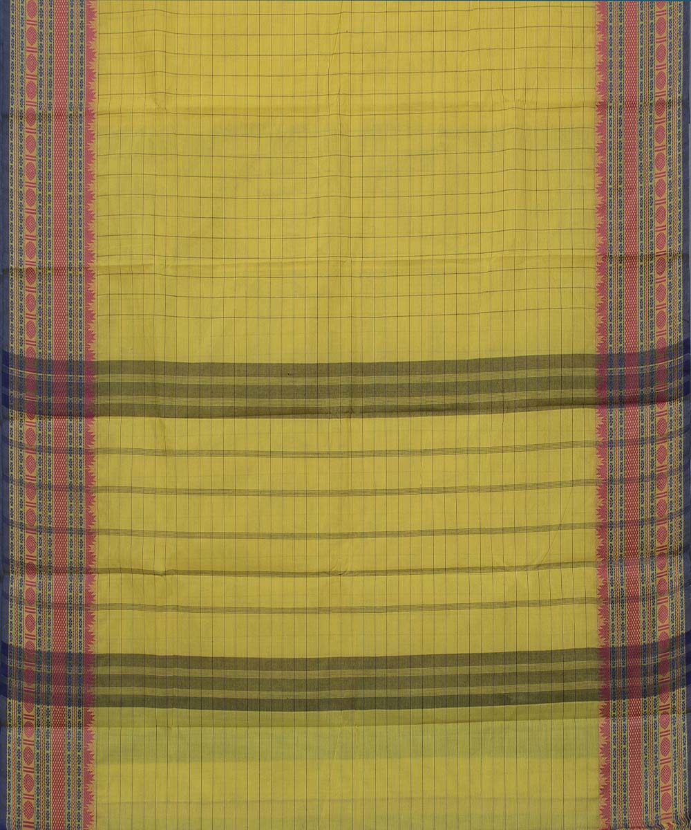 Yellow handwoven tamilnadu chettinadu cotton saree