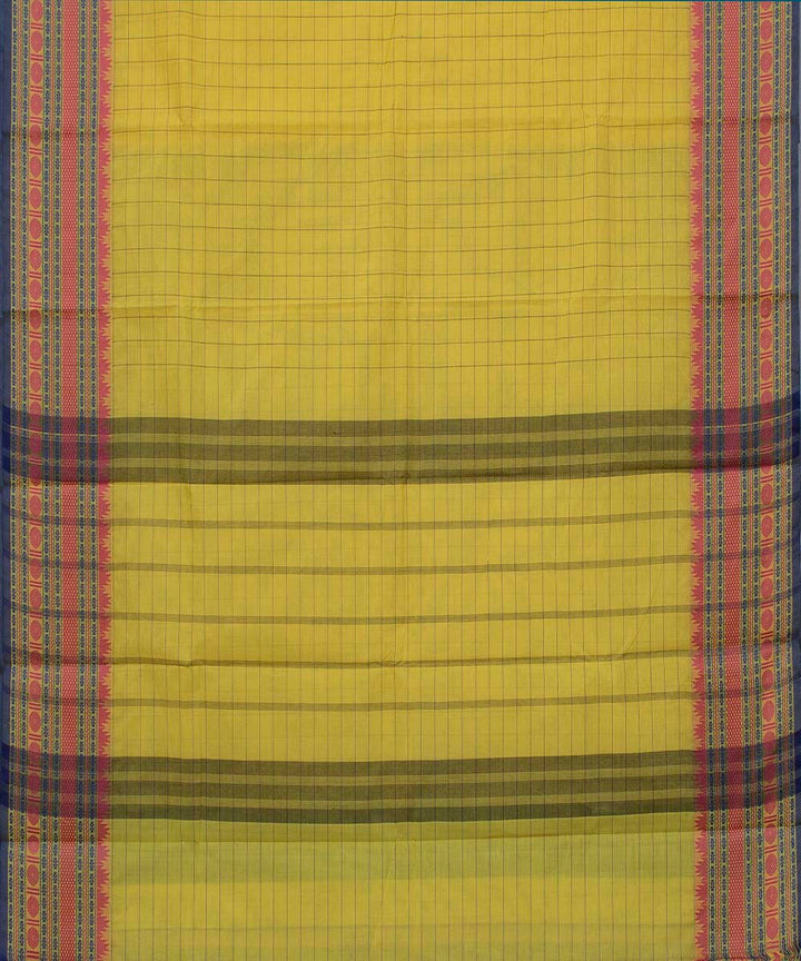 Yellow handwoven tamilnadu chettinadu cotton saree