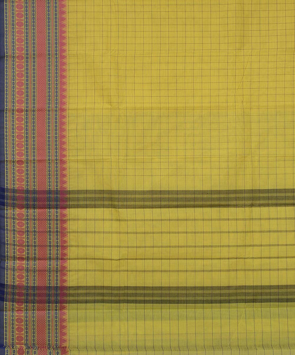 Yellow handwoven tamilnadu chettinadu cotton saree