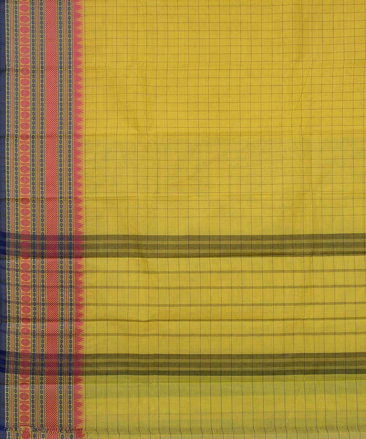 Yellow handwoven tamilnadu chettinadu cotton saree