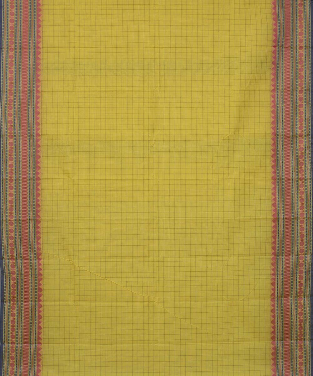 Yellow handwoven tamilnadu chettinadu cotton saree