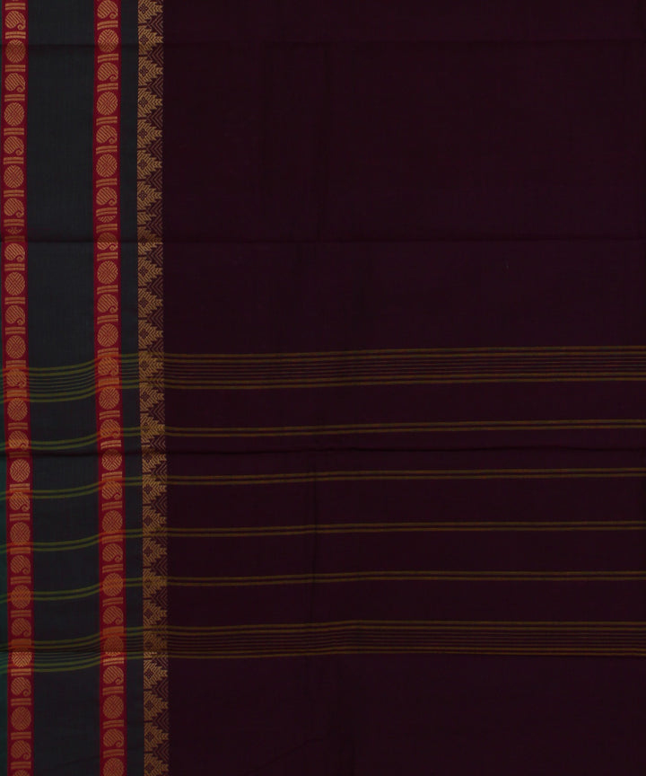 Purple green cotton handwoven chettinadu saree