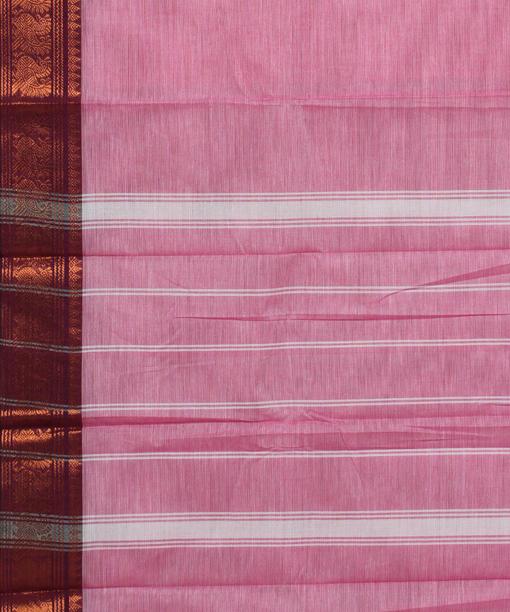 Pink cotton handwoven chettinadu saree
