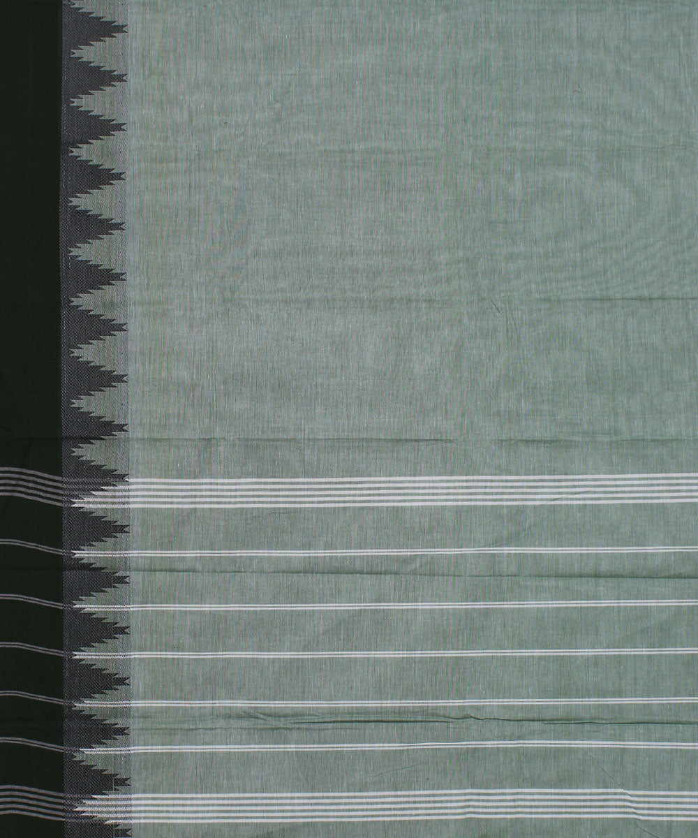 Cyan green green cotton handwoven chettinadu saree