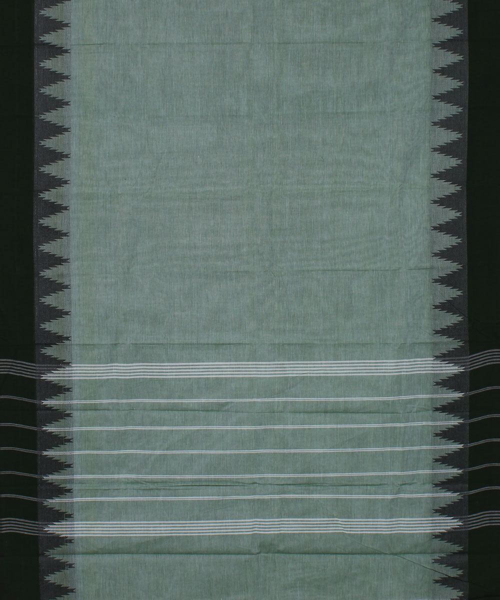 Cyan green green cotton handwoven chettinadu saree