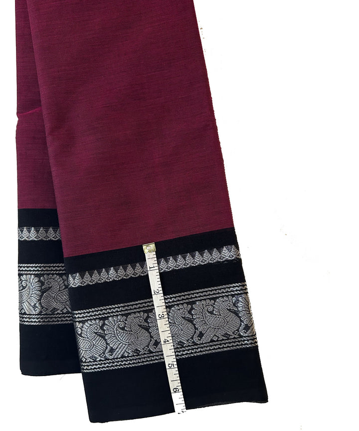 Purple black cotton handwoven chettinadu saree
