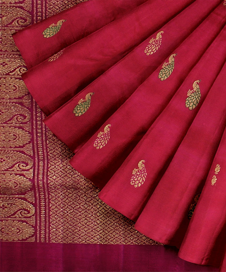 Pink golden pallu silk handloom kancheepuram saree