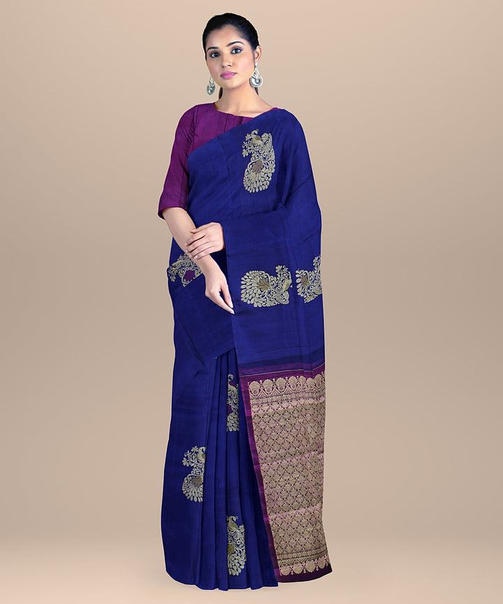 Purple golden pallu silk handloom kancheepuram saree