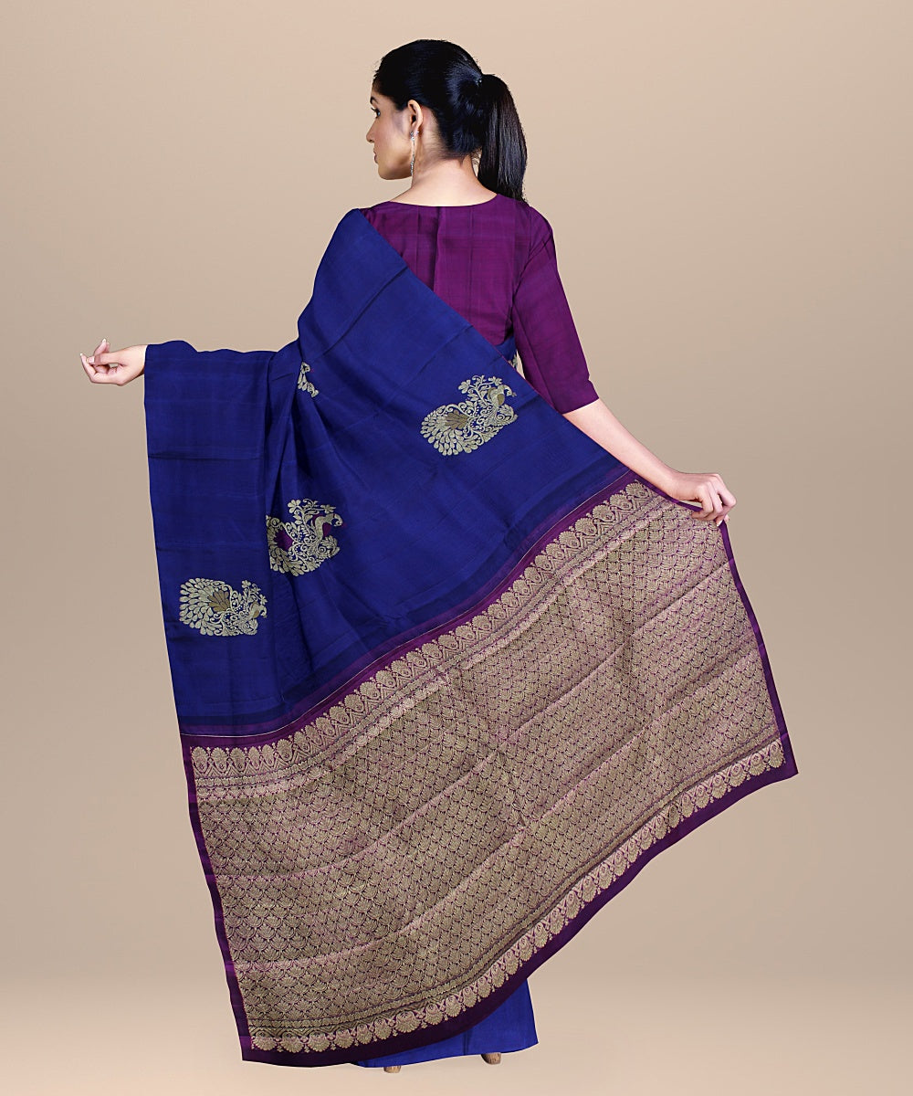 Purple golden pallu silk handloom kancheepuram saree