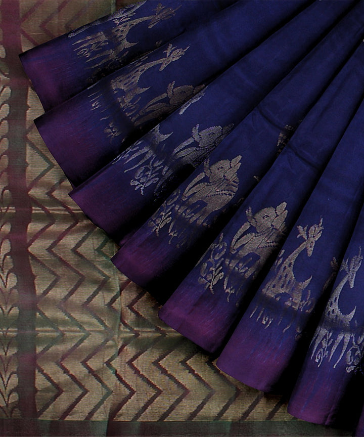 Navy blue golden pallu silk handloom kancheepuram saree