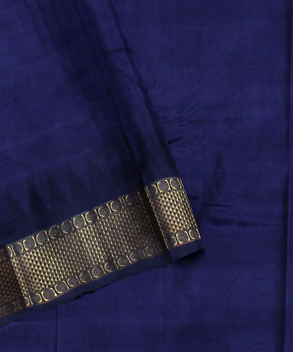 Grey small temple border golden pallu silk handloom kancheepuram saree