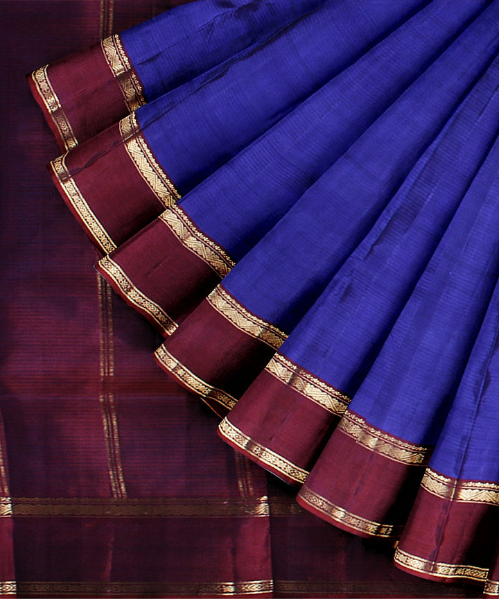 Purple stripes maroon pallu silk handloom kancheepuram saree