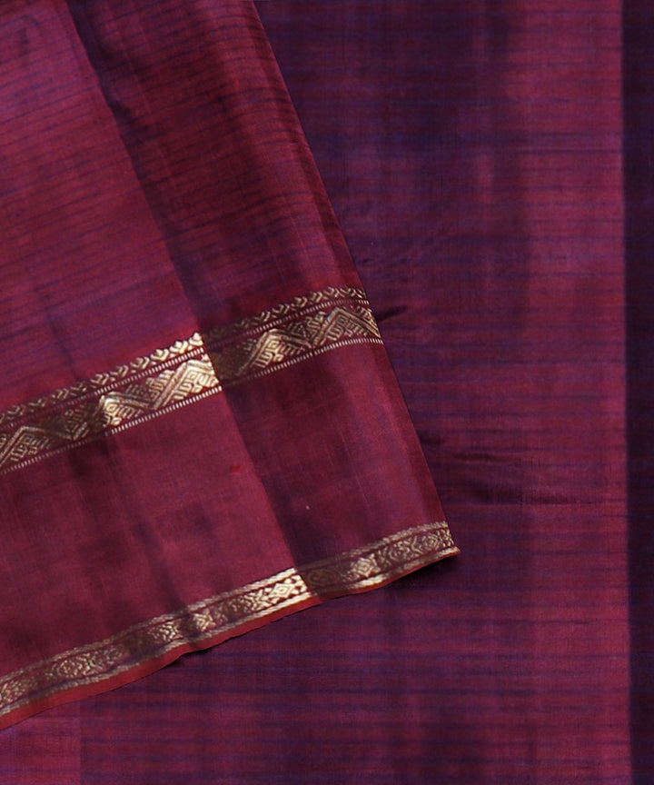 Purple stripes maroon pallu silk handloom kancheepuram saree