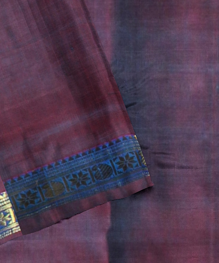 Cyan green check maroon pallu silk handloom kancheepuram saree