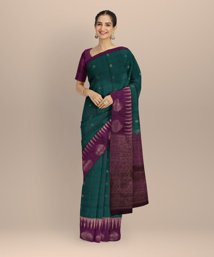 Red rama green handwoven kancheepuram silk saree