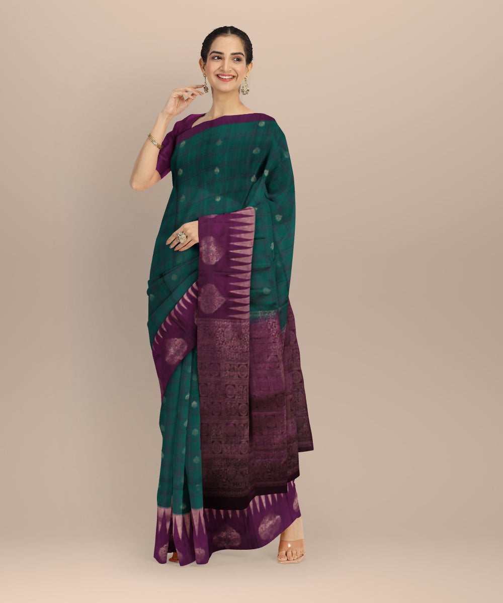 Red rama green handwoven kancheepuram silk saree