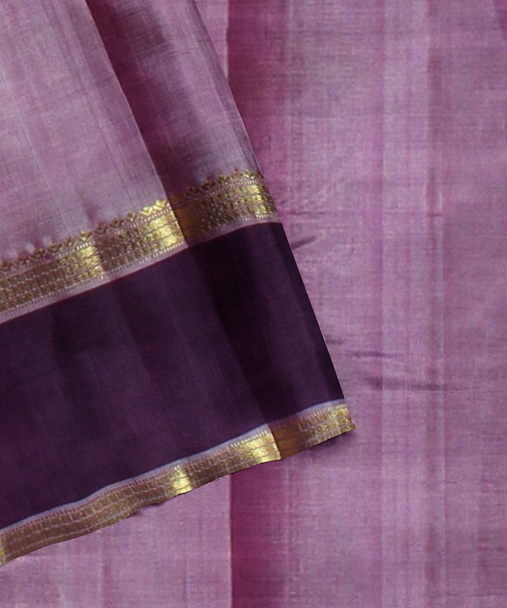 Pink stripes mauve pallu silk handloom kancheepuram saree