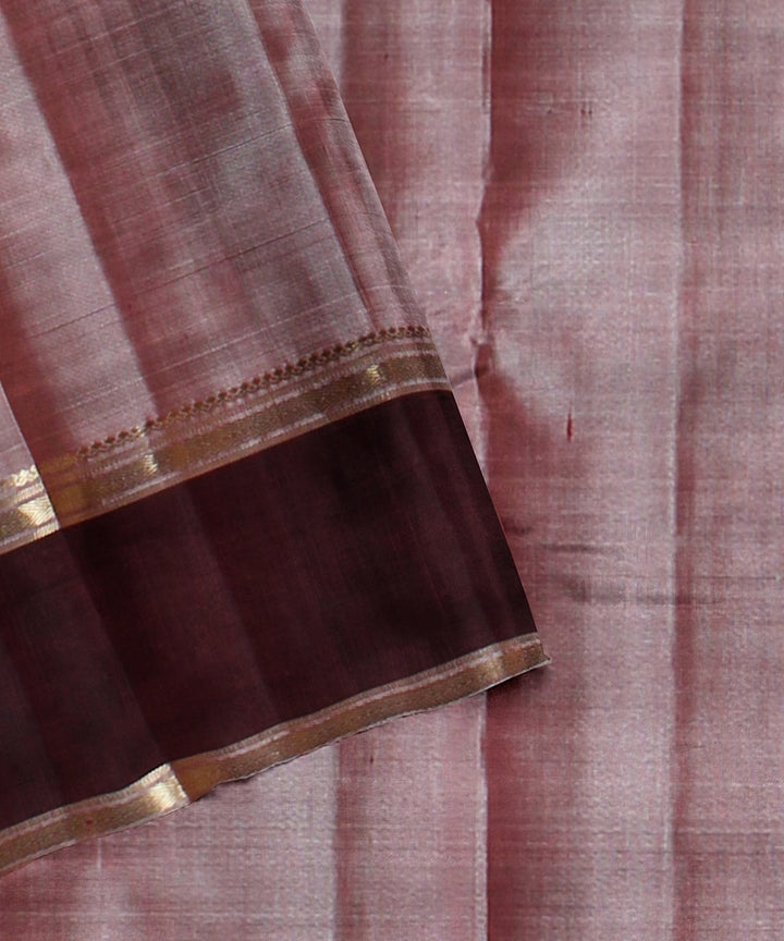 Cyan green stripes mauve pallu silk handloom kancheepuram saree