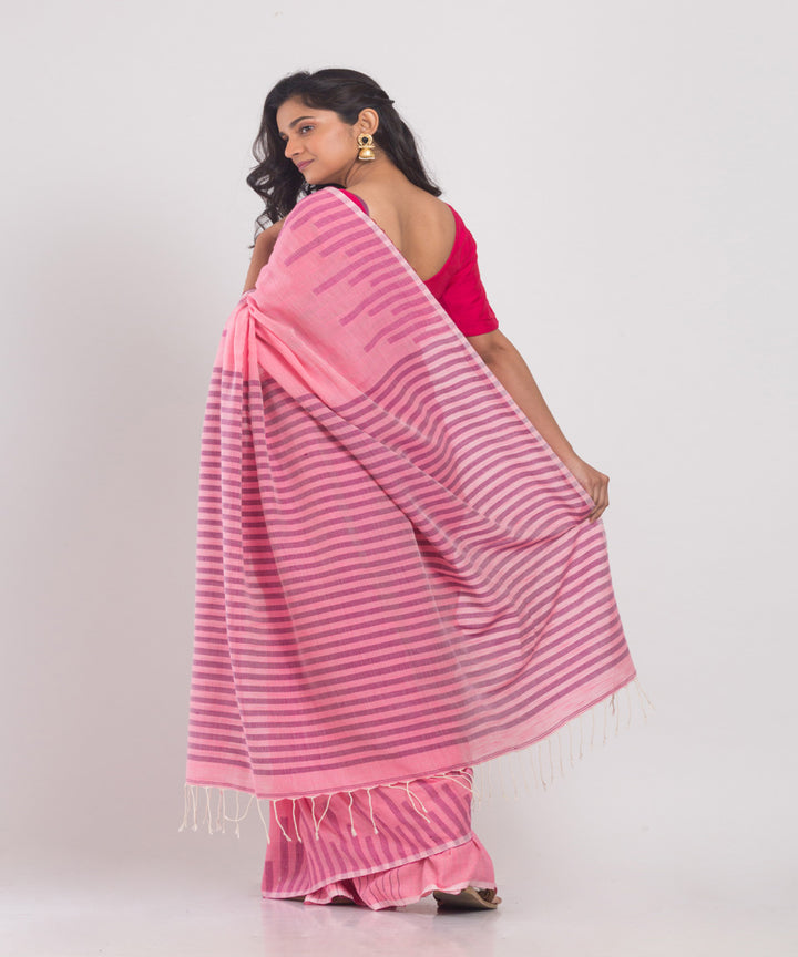 Pink handwoven cotton sari