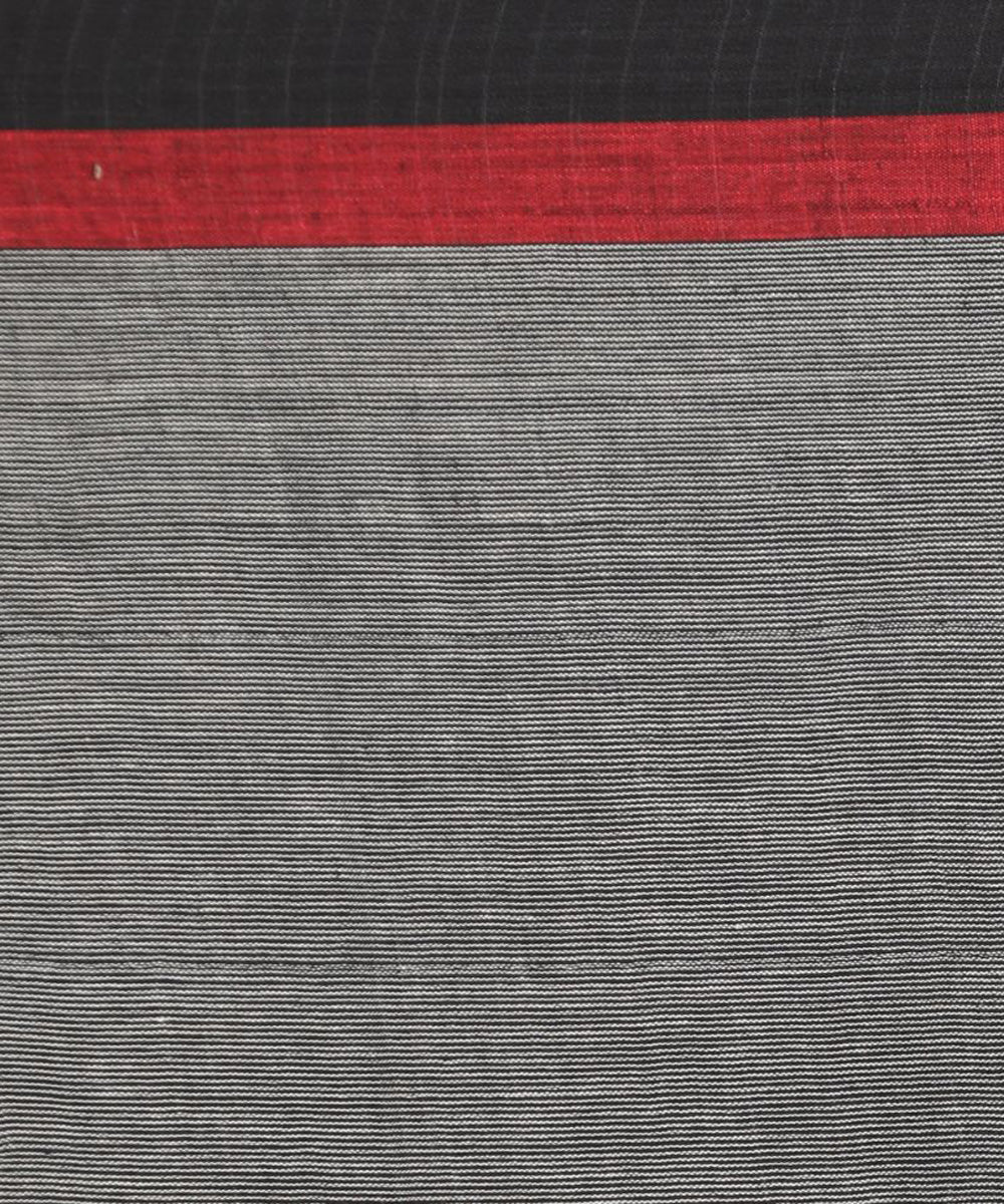 Grey Red Handloom Cotton bengal Saree