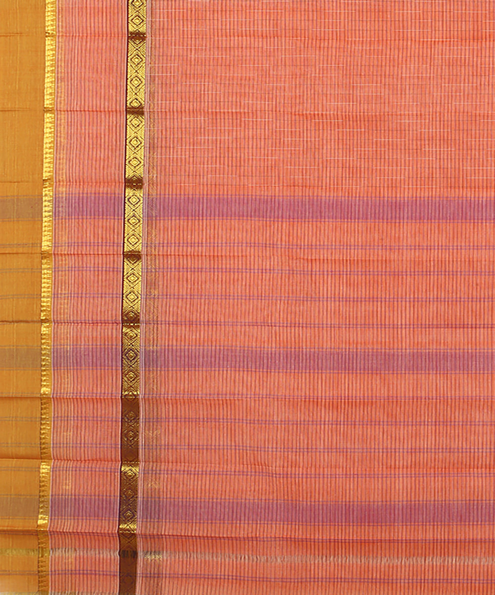 Orange handwoven narayanapet cotton saree