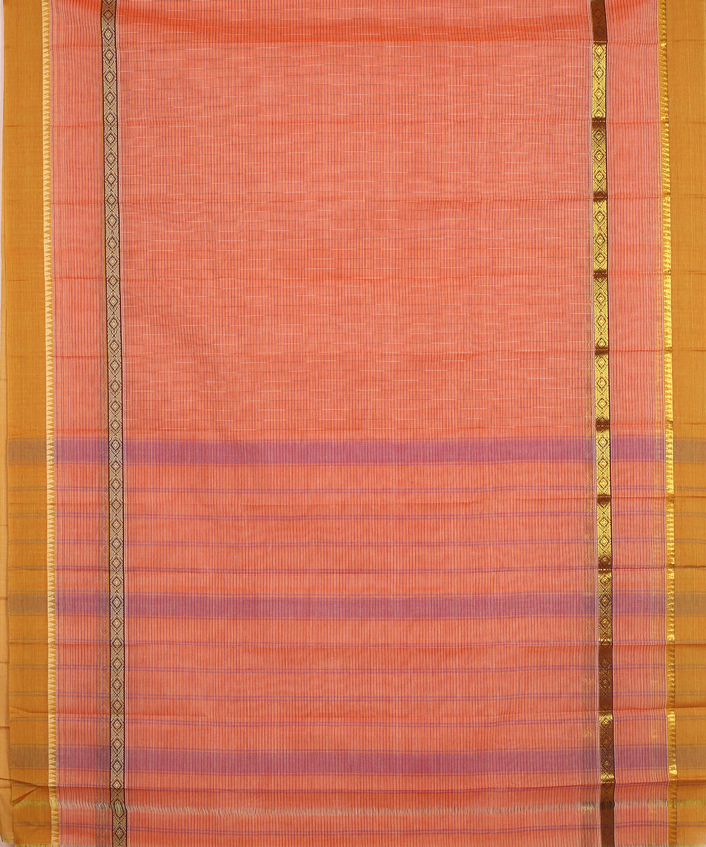 Orange handwoven narayanapet cotton saree