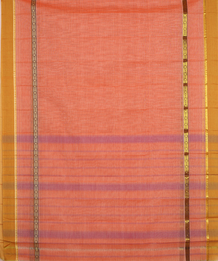 Orange handwoven narayanapet cotton saree