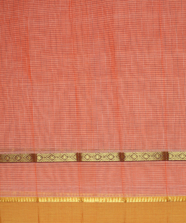 Orange handwoven narayanapet cotton saree