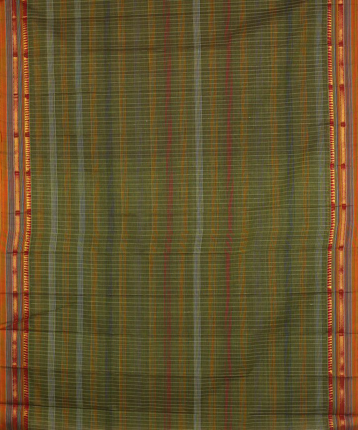 Dark green handwoven narayanapet cotton saree