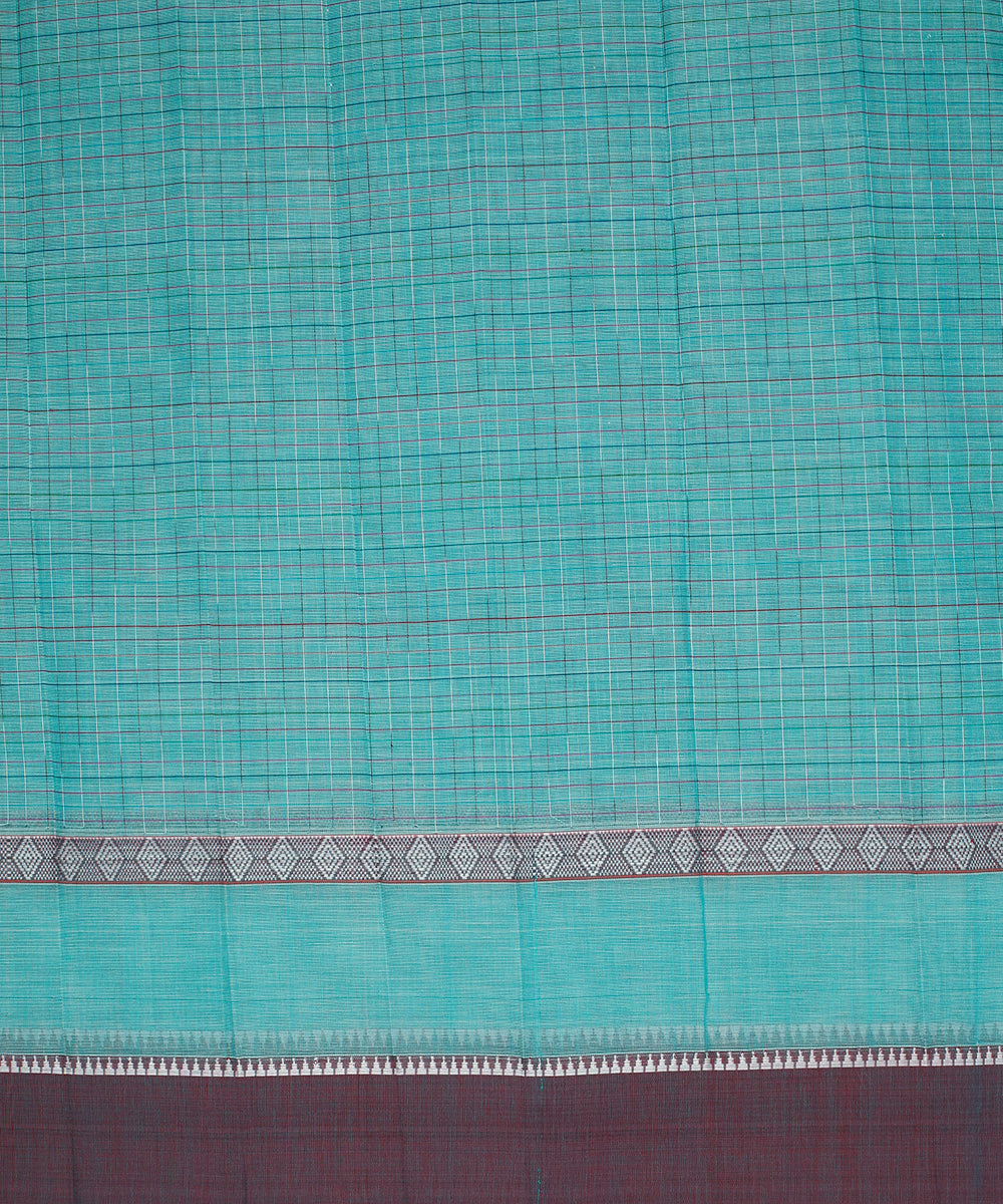 Cyan blue handwoven narayanapet cotton saree