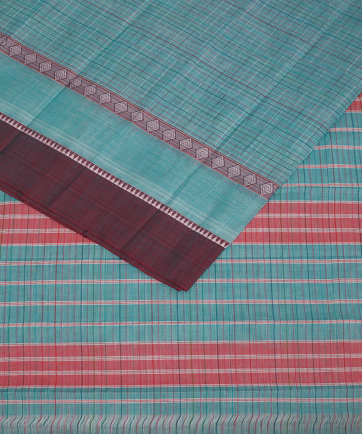 Cyan blue handwoven narayanapet cotton saree