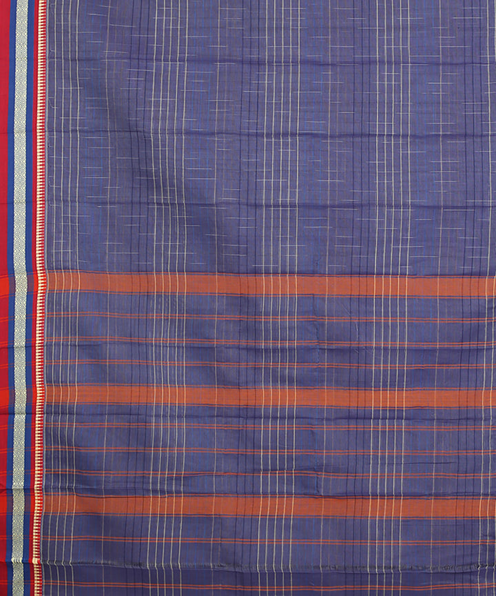 Navy blue red handwoven narayanapet cotton saree