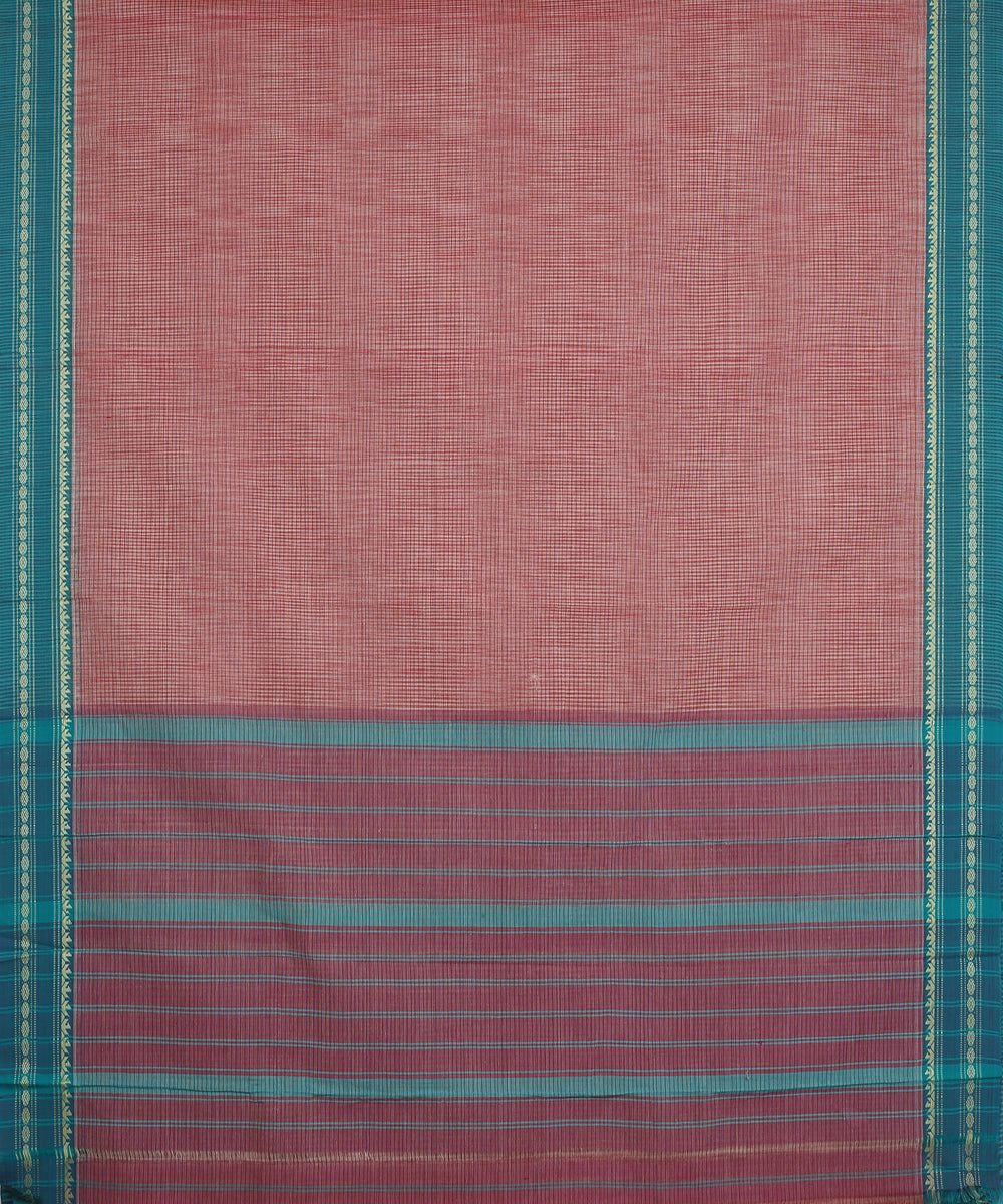 Brown green handwoven narayanapet cotton saree