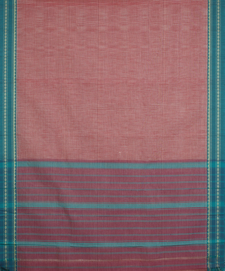 Brown green handwoven narayanapet cotton saree