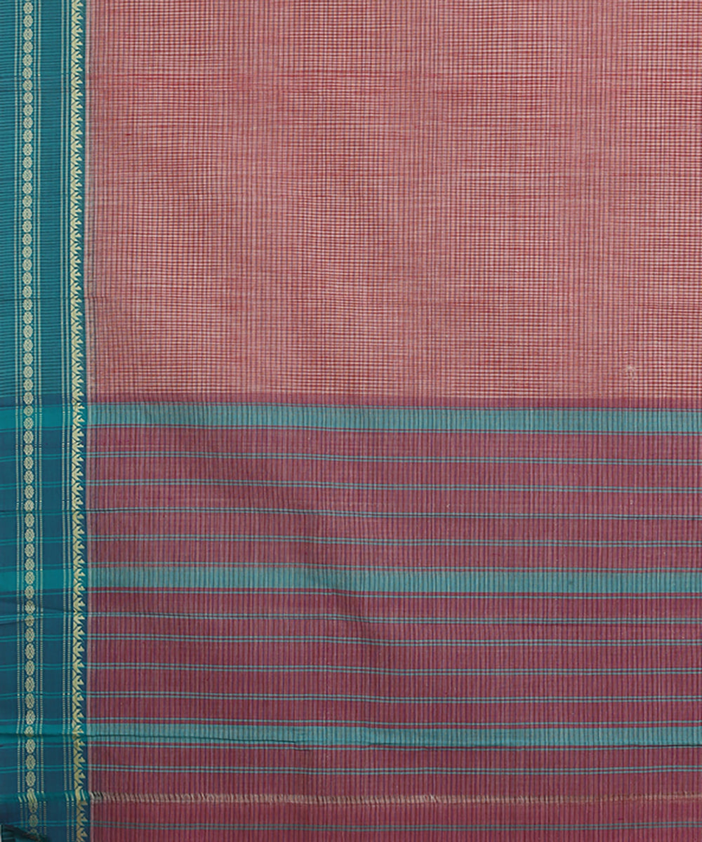 Brown green handwoven narayanapet cotton saree