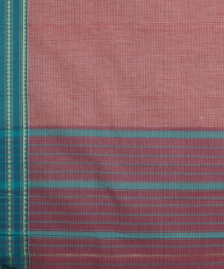 Brown green handwoven narayanapet cotton saree