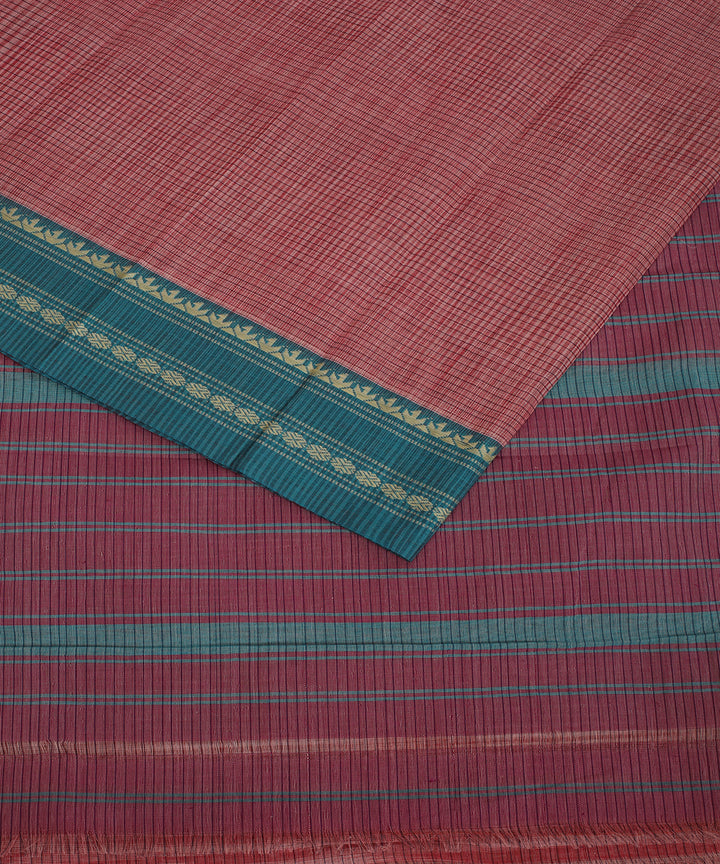 Brown green handwoven narayanapet cotton saree