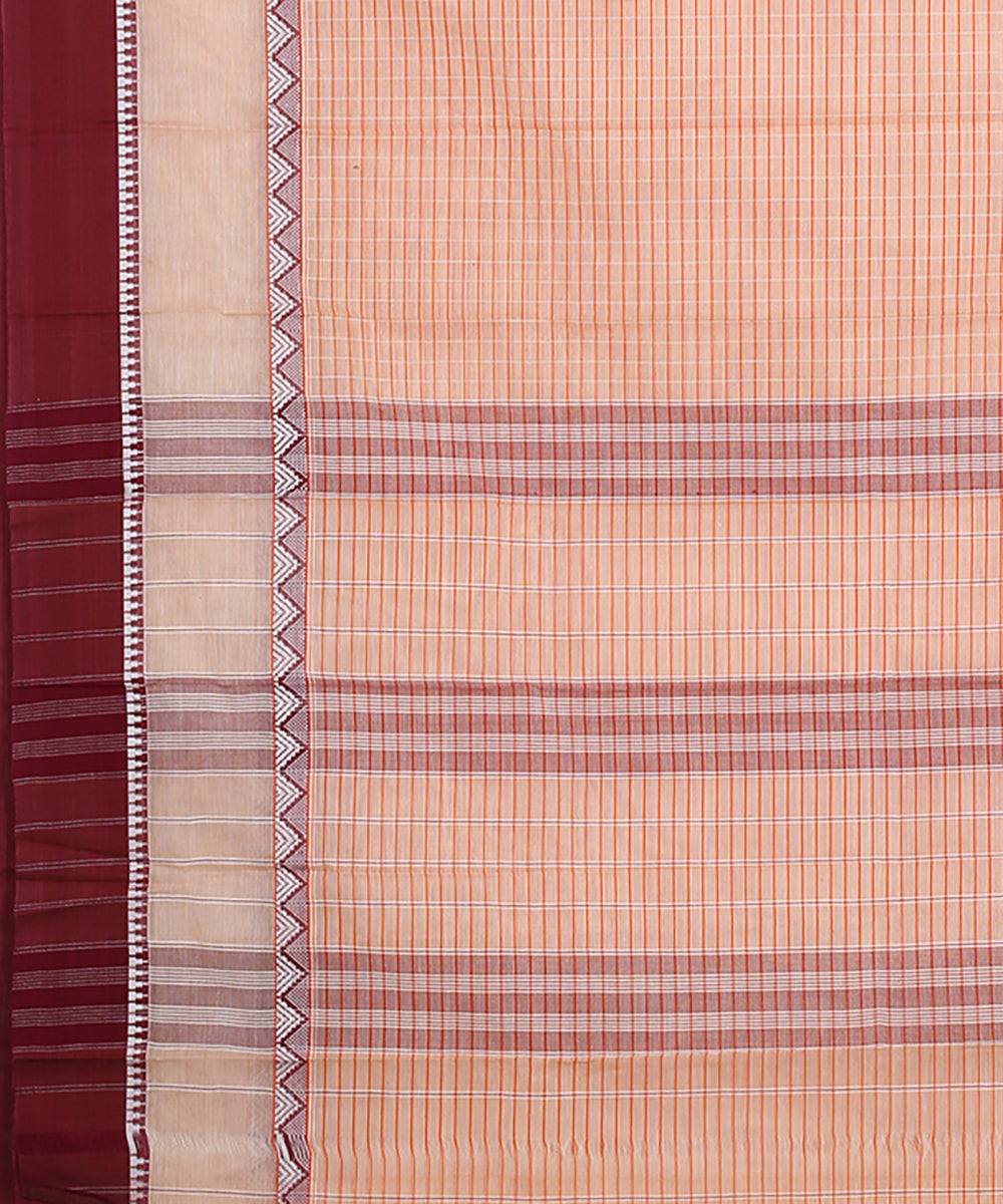 Peach handwoven narayanapet cotton saree