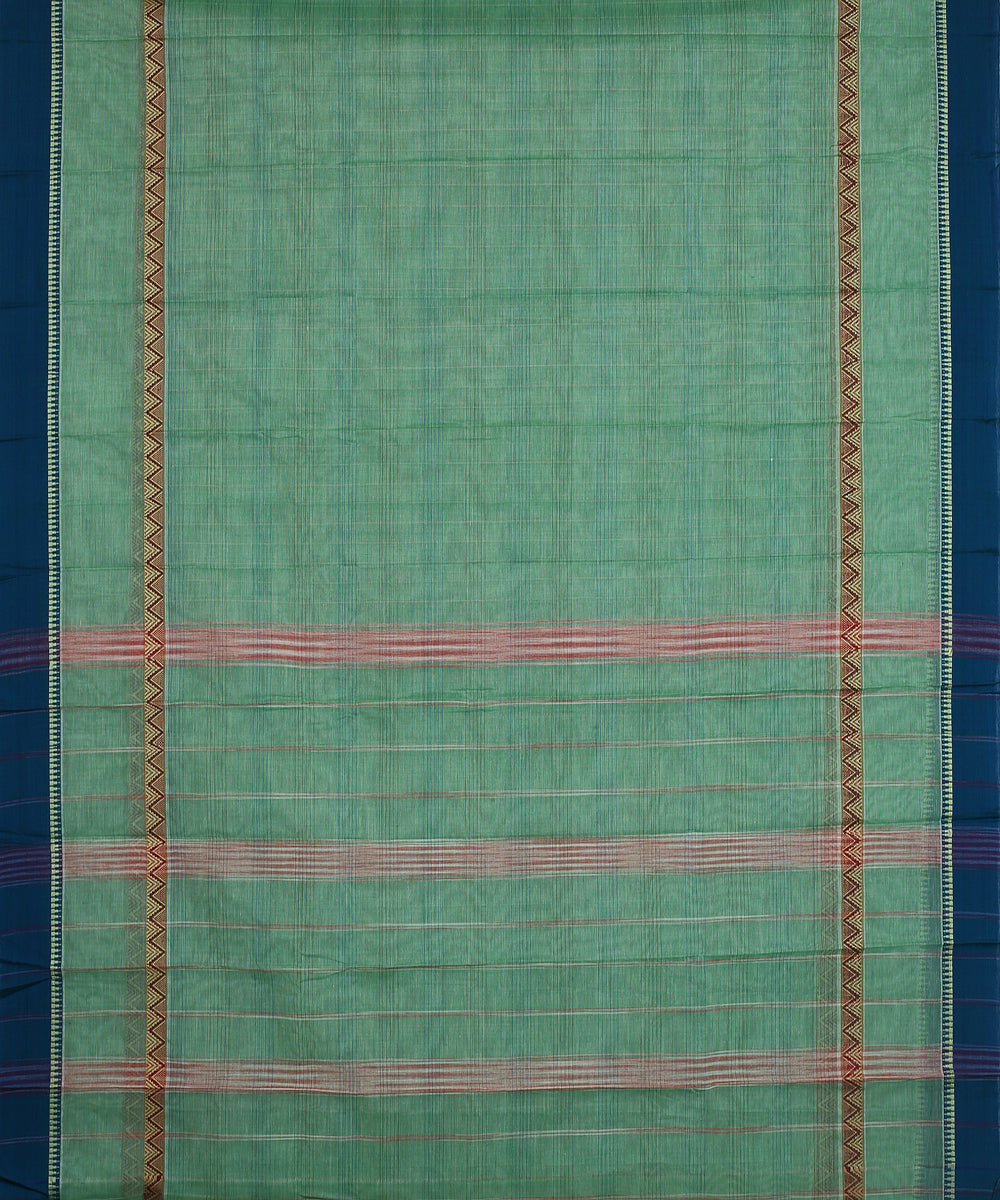 Light green blue handwoven narayanapet cotton saree