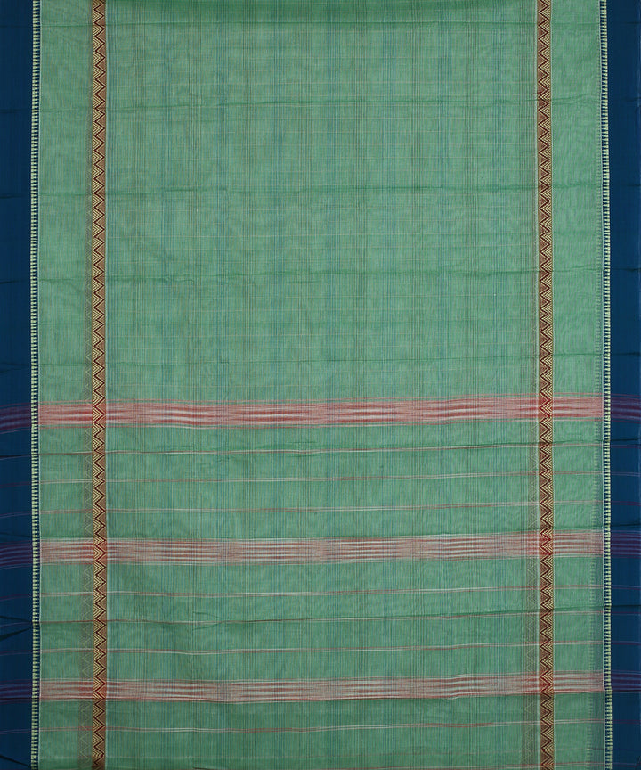 Light green blue handwoven narayanapet cotton saree