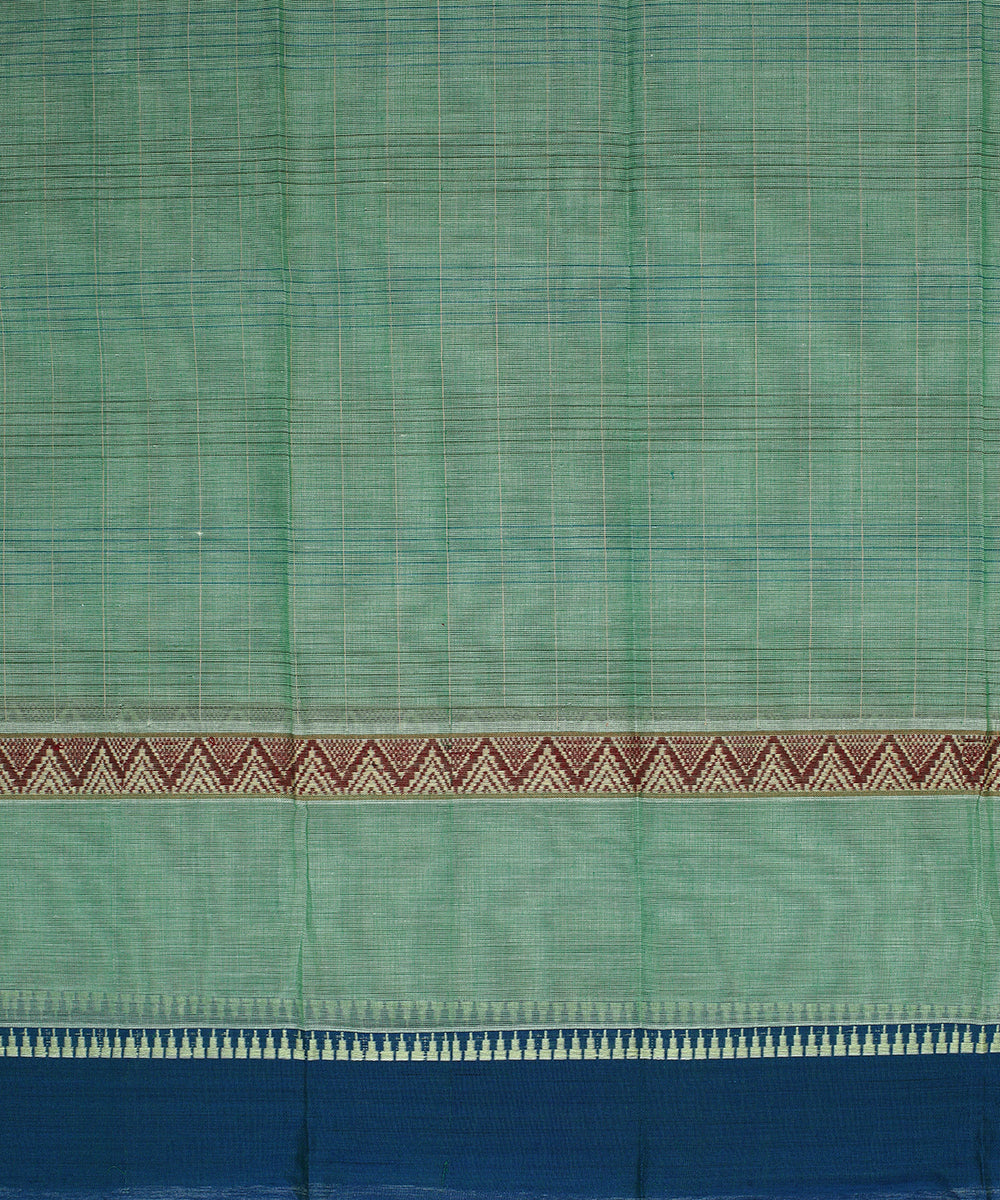 Light green blue handwoven narayanapet cotton saree