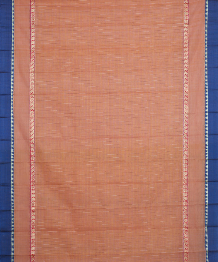 Brown blue handwoven narayanapet cotton saree